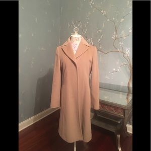 3/4 length wool camel coat. Size 8.